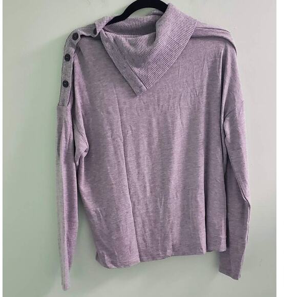 NWT! Michael Stars Madison Brushed Jersey Lacy Boxy Top Turtleneck Size Medium - Picture 4 of 12